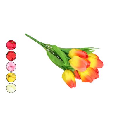 Bukiet 9 kwiatów sztucznych tulipan mix kolorów