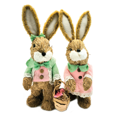 Figurka słomkowy zając wys. 14 cm mix wzorów