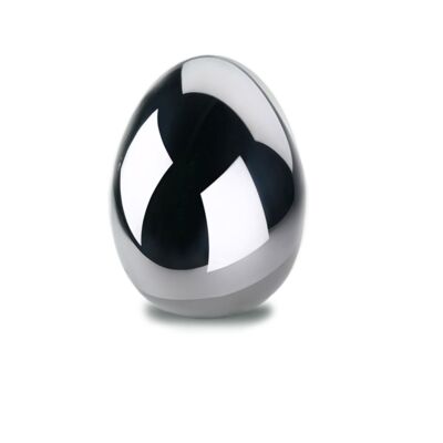 Figurka ceramiczna jajko 5 x 6 cm srebrne