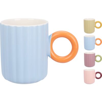 Kubek okrągłe ucho 370 ml różne kolory 1 szt.