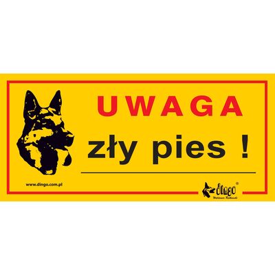 Tabliczka ostrzegawcza metalowa 'Uwaga zły pies' Dingo