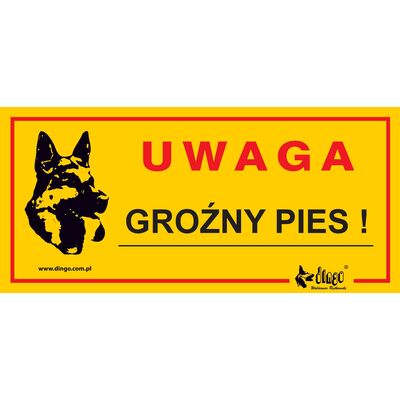 Tabliczka ostrzegawcza metalowa 'Uwaga groźny pies' Dingo