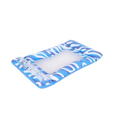 Materac do pływania z siateczką 117 x 76 x 15 cm niebiesko-biały