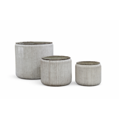 Zestaw 3 donic metalowych CYLINDERO STRIPE beżowy