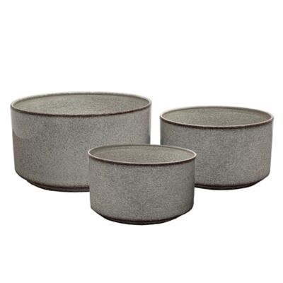 Zestaw 3 donic metalowych FEETED CYLINDRICAL BOWL szary