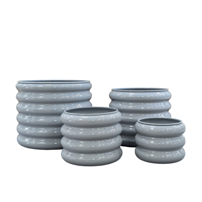 Donica metalowa BANGLE CYLINDERO śr. 25 cm wys. 20 cm szara