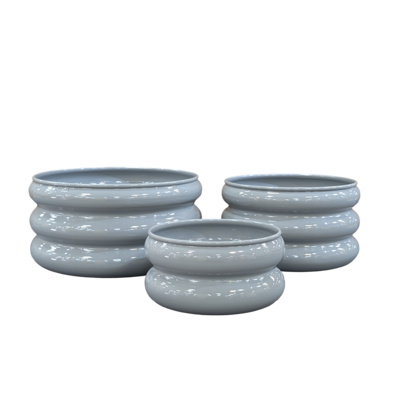 Zestaw 3 donic metalowych BANGLE CYLINDERO szary