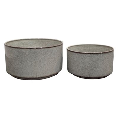 Zestaw 2 donic metalowych FEETED CYLINDRICAL BOWL szary