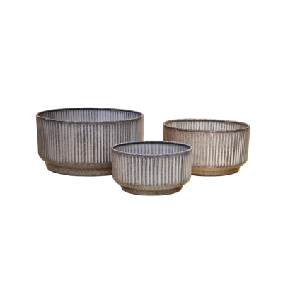 Zestaw 3 donic metalowych NILGIRI STRIPE BOWL szary