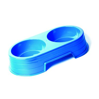 Miska dla psa plastikowa podwójna 0,6 l mix kolorów Dingo