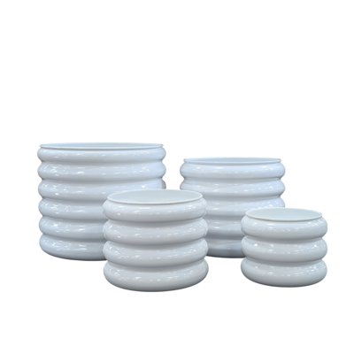 Donica metalowa BANGLE CYLINDERO śr. 37 cm wys. 31 cm biała