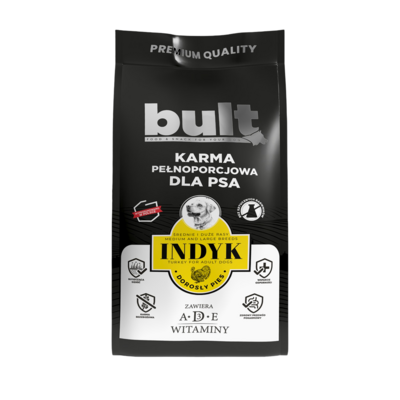 Karma sucha z indykiem dla psów dorosłych średnich i dużych ras 12 kg Bult