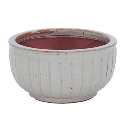 Donica Glazed Bowl Vertical Stripes White D45H24