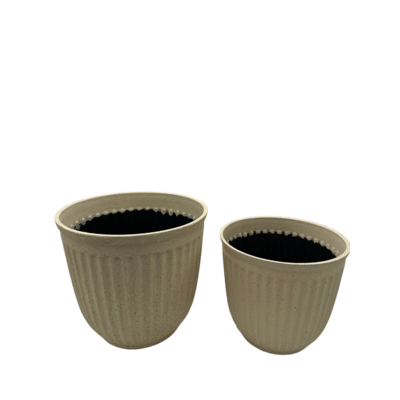 Donica Athens Pot Ryflowana śr. 30 cm beżowa