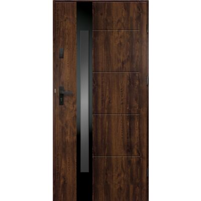 Drzwi zewnętrzne S68 Wezuwiusz Inox Orzech 90P Shadow/Black O.K.DOORS