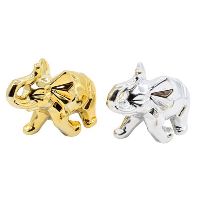 Figurka ceramiczna słoń 12 x 4,5 x 9,5 cm złoty/srebrny