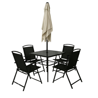 Zestaw mebli z parasolem Stefan czarno-beżowy Sanico-GoldGarden