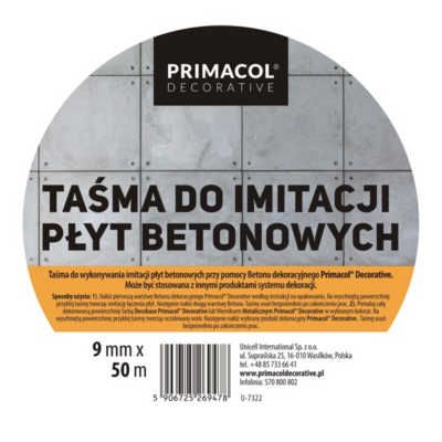 Taśma do imitacji płyt betonowych 9 mm x 50 mb Primacol Decorative