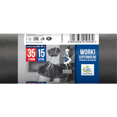 Worki na śmieci SUPERMOCNE 35 l 15 sztuk Anna Zaradna