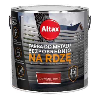 Farba do metalu 2,5L czerwony połysk