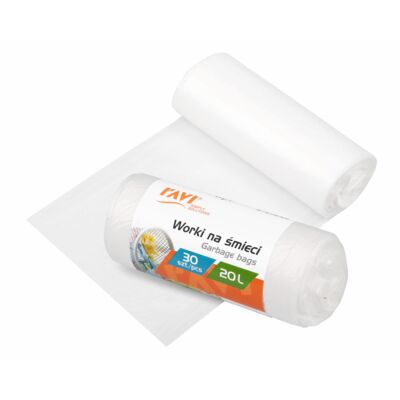 Worki na śmieci 20 l 39 x 47 cm 30 szt. HDPE białe Ravi