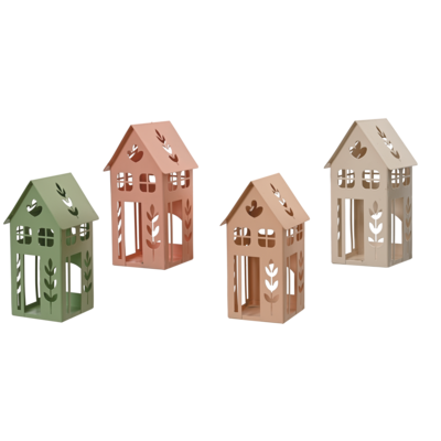 Lampion metalowy domek mix kolorów