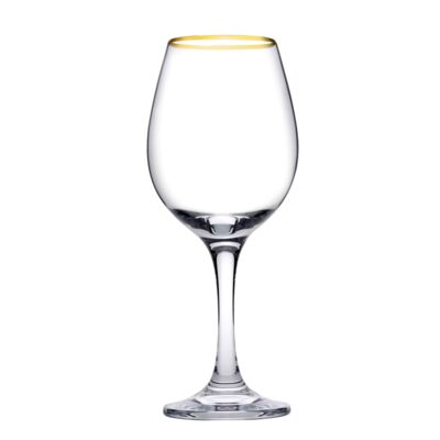 Kieliszki do wina Amber 295 ml 6 sztuk złota obwódka transparentny