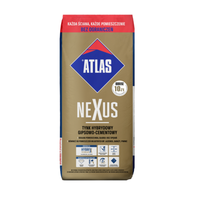 Tynk hybrydowy gipsowo-cementowy NEXUS 22,5 kg ATLAS