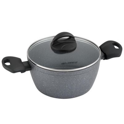 Garnek aluminiowy LAVA STONE szary z pokrywką 20 cm 2,4 l