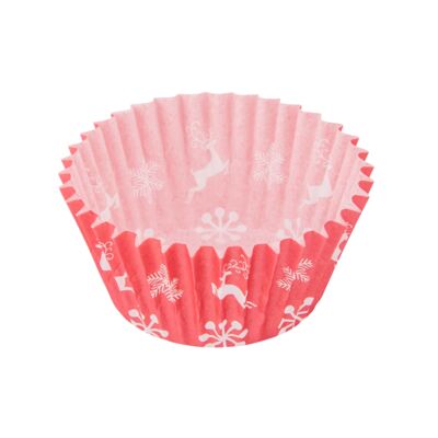 Komplet 50 foremek papierowych do babeczek 5 x 3 cm Zimowa choinka