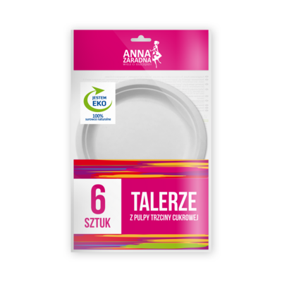 Talerze z pulpy trzciny cukrowej 6 sztuk ANNA ZARADNA