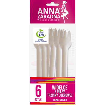 Widelce z pulpy trzciny cukrowej 6 sztuk ANNA ZARADNA