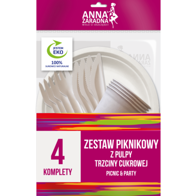 Zestaw piknikowy z trzciny cukrowej 16 elementów ANNA ZARADNA