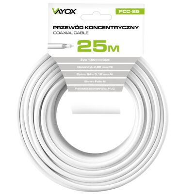 Kabel koncentryczny RG6U 25M PCC-25 Vayox