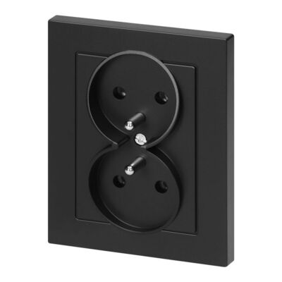 Gniazdo 2x2P+Z p/t Malta 16A PT-6M czarny