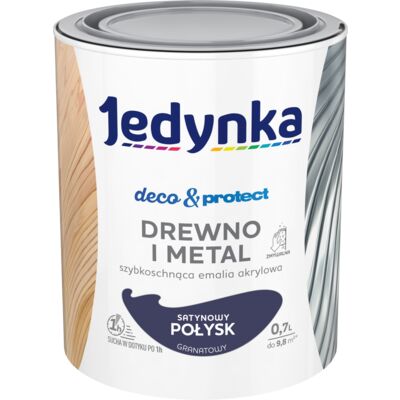Farba akrylowa Jedynka DecoProtect Drewno i Metal Satynowy Połysk Granatowy 0,7 l