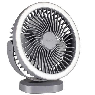 Wentylator biurkowy z akumulatorem i lampką 48xSMD szary VA0338G Vayox