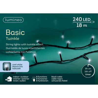 Lampki zewnętrzne LED 1800 cm czarny zimny biały