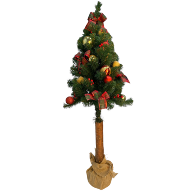 Choinka dekorowana na pniu w jucie 120 cm