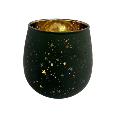 Szklany świecznik na t-light z motywem gwiazdek 9x9cm