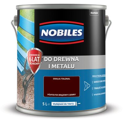 Farba ftalowa Do Drewna i Metalu Ftalonal Brązowy Ciemny 5 l Nobiles