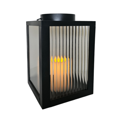 Latarnia solarna LED 24h karbowane szkło/lustro czarna 28 cm CORTINA POLAND