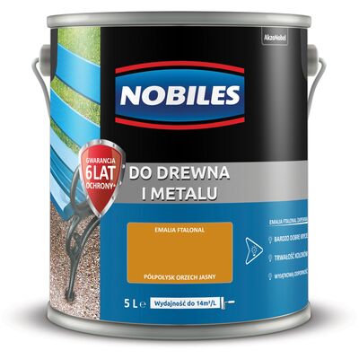 Farba ftalowa Do Drewna i Metalu Ftalonal Orzech Jasny 5 l Nobiles