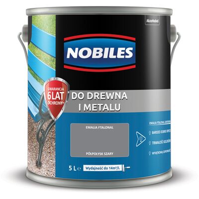 Farba ftalowa Do Drewna i Metalu Ftalonal Szary 5 l Nobiles