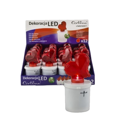 Wkład LED serce 2xR6 czerwony