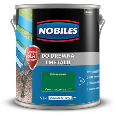Farba ftalowa Do Drewna i Metalu Ftalonal Zielony Soczysty 5 l Nobiles