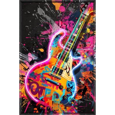 Obraz Gitara 93 x 63 cm z neonem