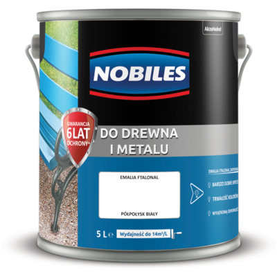 Farba ftalowa Do Drewna i Metalu Ftalonal Biały 5 l Nobiles