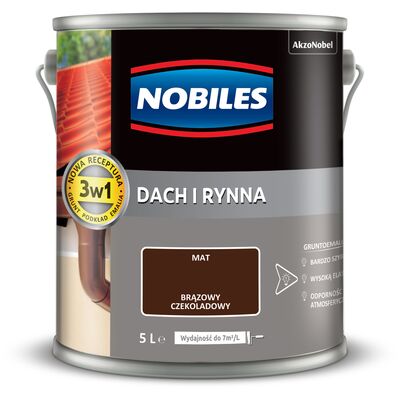 Farba akrylowa Dach i Rynna Brązowy Czekoladowy 5 l Nobiles