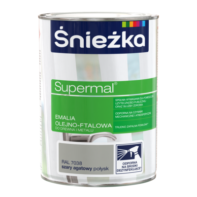 Farba emaliowa olejno-ftalowa Supermal szary agatowy poł RAL7038 0,8 l